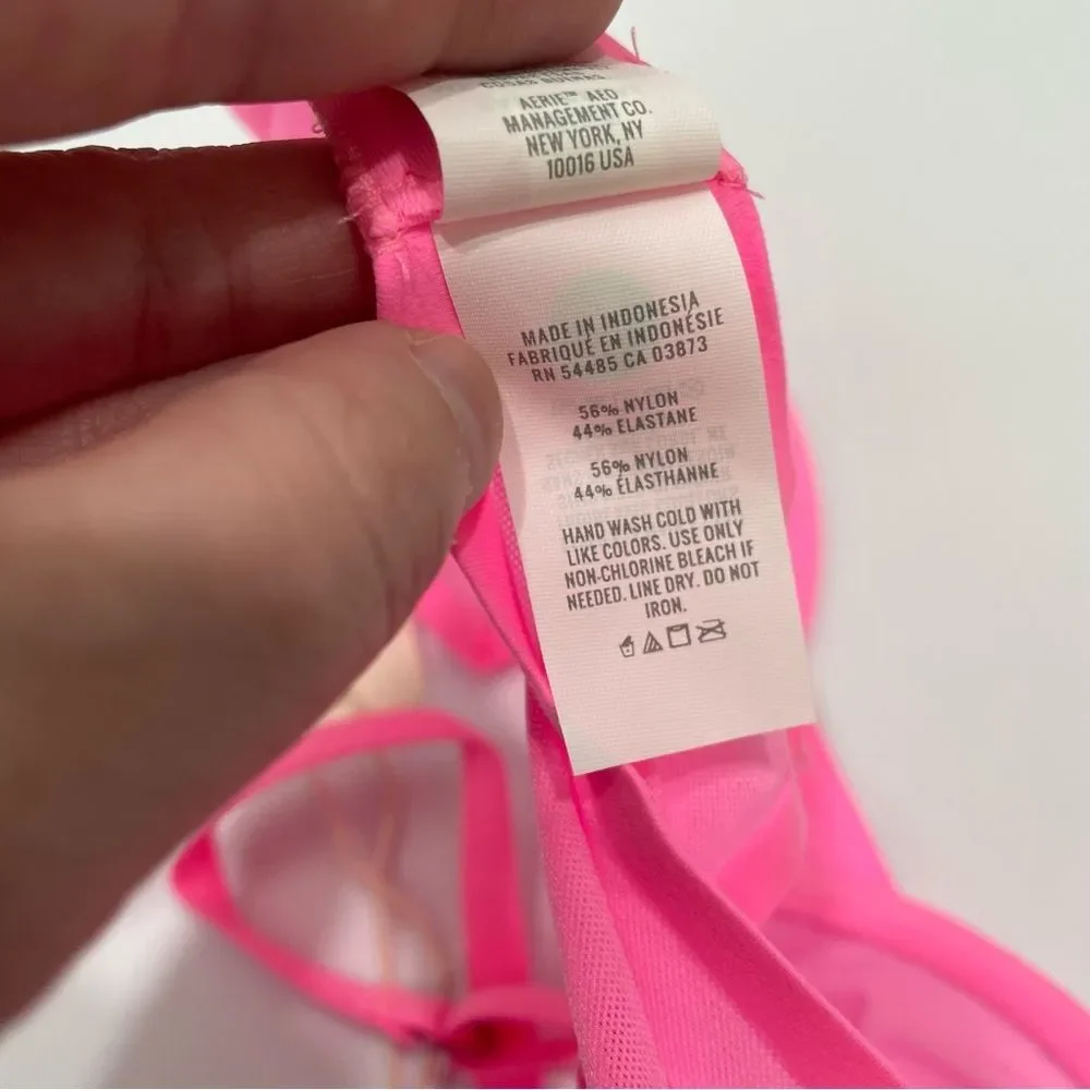 NWT Aerie Smoothez Mesh Unlined Pink Bra Size 32B